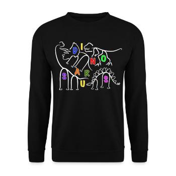 verschiedene Dinosaurier Dino Liniengrafik - Unisex Pullover - Schwarz - Vorne - Alina (178cm) & Michal (187cm)