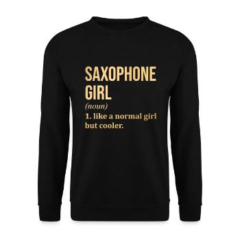 Saxophon - Unisex Pullover - Schwarz - Vorne - Alina (178cm) & Michal (187cm)