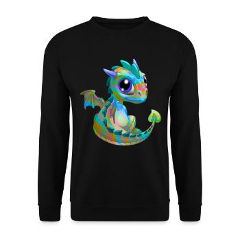 Bébé dragon psy| Mignon Psy bébé dragon - Sweat-shirt Unisexe - noir - Devant - Alina (178cm) & Michal (187cm)