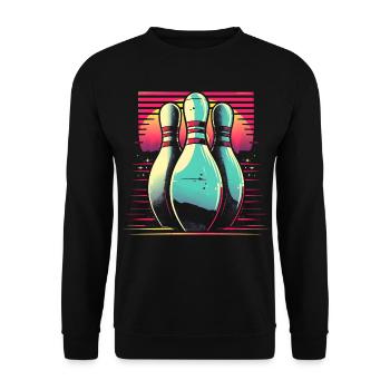 Bowling Synthwave - Unisex Pullover - Schwarz - Vorne - Alina (178cm) & Michal (187cm)