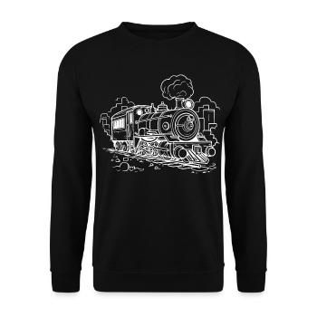 Dampflokomotive - Unisex Pullover - Schwarz - Vorne - Alina (178cm) & Michal (187cm)