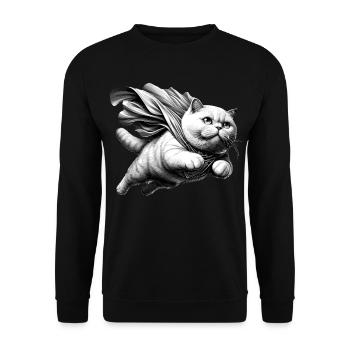 Super Cat BKH White British Shorthair Gift - Unisex Sweatshirt - black - Front - Alina (178cm) & Michal (187cm)