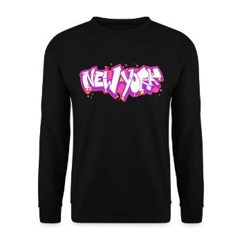 New York Horizontales Graffiti 2 - Unisex Pullover - Schwarz - Vorne - Alina (178cm) & Michal (187cm)