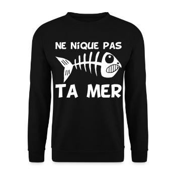 La mer se meurt - Sweat-shirt Unisexe - noir - Devant - Alina (178cm) & Michal (187cm)
