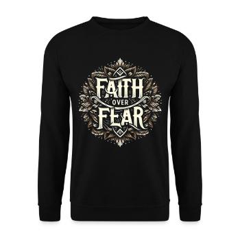 Glaube über Angst - Unisex Pullover - Schwarz - Vorne - Alina (178cm) & Michal (187cm)