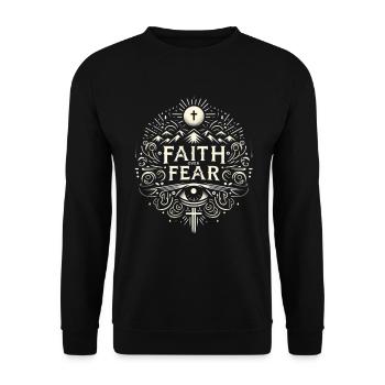 Belief over Fear Motive - Unisex Sweatshirt - black - Front - Alina (178cm) & Michal (187cm)