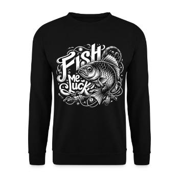 Fish Me Lucky Fishing Gift - Unisex Sweatshirt - black - Front - Alina (178cm) & Michal (187cm)