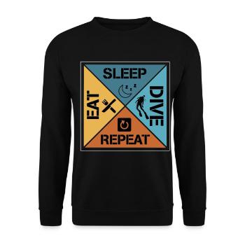 Eat sleep dive repeat - Unisex Pullover - Schwarz - Vorne - Alina (178cm) & Michal (187cm)