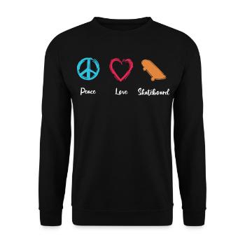 Planche à roulettes Peace Love - Sweat-shirt Unisexe - noir - Devant - Alina (178cm) & Michal (187cm)