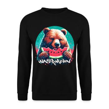 Watermelon Bear Yummy Gift - Unisex Sweatshirt - black - Front - Alina (178cm) & Michal (187cm)