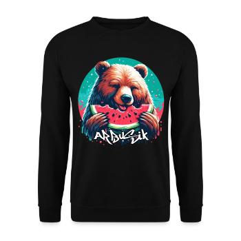Watermelon Arbusik Bear Yummy Gift - Unisex Sweatshirt - black - Front - Alina (178cm) & Michal (187cm)