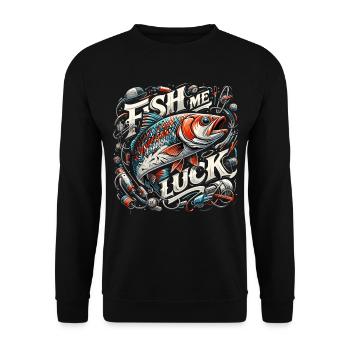 Fish Me Lucky Fishing Gift - Unisex Sweatshirt - black - Front - Alina (178cm) & Michal (187cm)