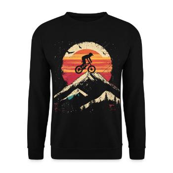 Mountain Bike Vintage Look - Unisex Sweatshirt - black - Front - Alina (178cm) & Michal (187cm)