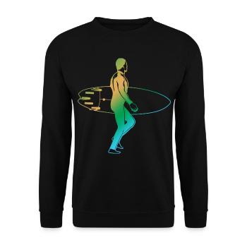 Surfing Vintage Look - Unisex Sweatshirt - black - Front - Alina (178cm) & Michal (187cm)