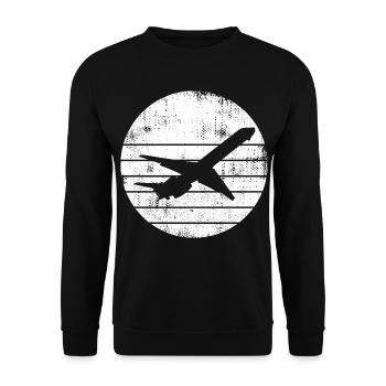 Airplane Drawing - Unisex Sweatshirt - black - Front - Alina (178cm) & Michal (187cm)