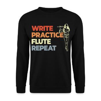 Write Practice Flute Repeat - Unisex Sweatshirt - black - Front - Alina (178cm) & Michal (187cm)