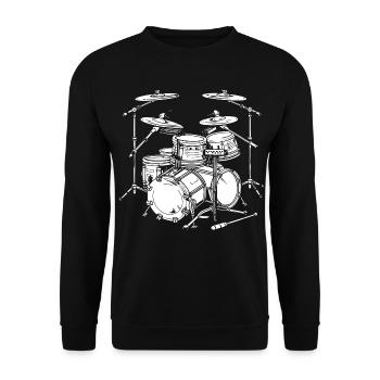 Schlagzeug Grafik - Unisex Pullover - Schwarz - Vorne - Alina (178cm) & Michal (187cm)