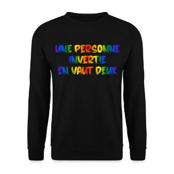Une personne invertie en vaut deux - Sweat-shirt Unisexe - noir - Devant - Alina (178cm) & Michal (187cm)