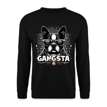 Boston Terrier Gangsta Gangster chien cadeau - Sweat-shirt Unisexe - noir - Devant - Alina (178cm) & Michal (187cm)