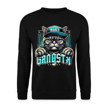 BKH Britisch Kurzhaar Katze getigert Gangsta Gangs - Unisex Pullover - Schwarz - Vorne - Alina (178cm) & Michal (187cm)