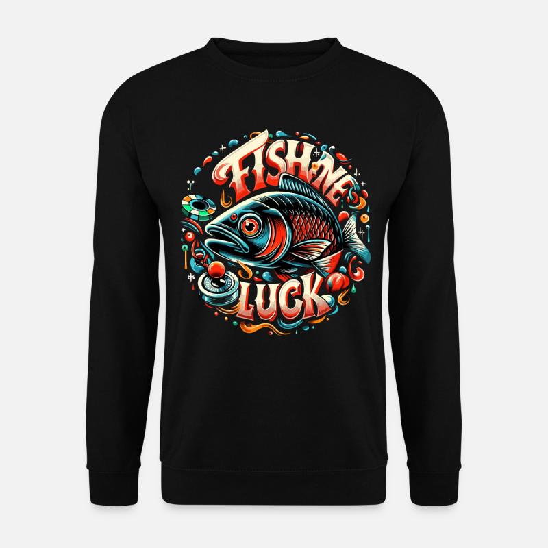 Fisch mir Glück Angeln Pokern Poker Geschenk - Unisex Pullover - Schwarz