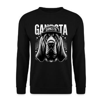 Bloodhound Gangsta Gangster Hund Geschenk - Unisex Pullover - Schwarz - Vorne - Alina (178cm) & Michal (187cm)