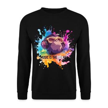 La musique est le jeu de mots de singe - Sweat-shirt Unisexe - noir - Devant - Alina (178cm) & Michal (187cm)