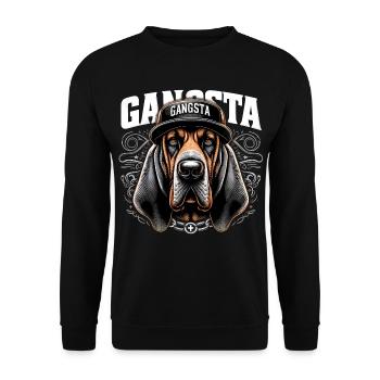 Bloodhound Gangsta Gangster Hund Geschenk - Unisex Pullover - Schwarz - Vorne - Alina (178cm) & Michal (187cm)