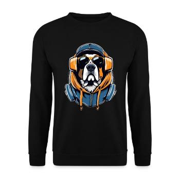 Bernhardiner Gangsta Gangster Hund Geschenk - Unisex Pullover - Schwarz - Vorne - Alina (178cm) & Michal (187cm)