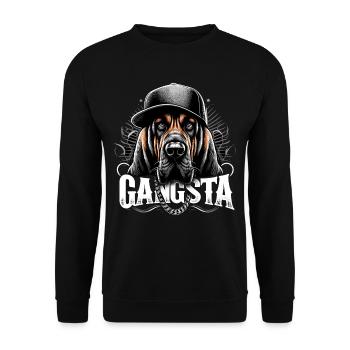 Bloodhound Gangsta Gangster Hund Geschenk - Unisex Pullover - Schwarz - Vorne - Alina (178cm) & Michal (187cm)