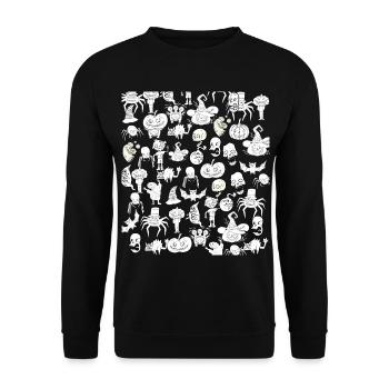 Gruselige Halloween Zeichnungen Schwarz Weiß - Unisex Pullover - Schwarz - Vorne - Alina (178cm) & Michal (187cm)