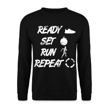 Ready Set Run Repeat - Unisex Pullover - Schwarz - Vorne - Alina (178cm) & Michal (187cm)