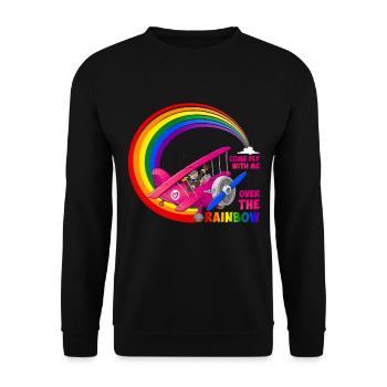 Flieg mit mir über den Regenbogen - LGBT - Unisex Pullover - Schwarz - Vorne - Alina (178cm) & Michal (187cm)