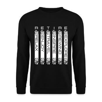 Explication du sens du mot « retraite » - Sweat-shirt Unisexe - noir - Devant - Alina (178cm) & Michal (187cm)