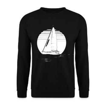 Segelboot Zeichnung - Unisex Pullover - Schwarz - Vorne - Alina (178cm) & Michal (187cm)
