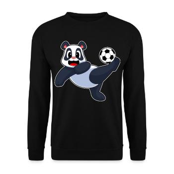 Panda Fußballspieler Fußball Sport - Unisex Pullover - Schwarz - Vorne - Alina (178cm) & Michal (187cm)