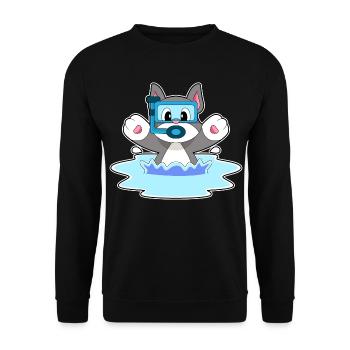 Katze Taucher Schnorchel Tauchen - Unisex Pullover - Schwarz - Vorne - Alina (178cm) & Michal (187cm)