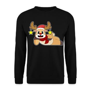 Rentier Weihnachten Winter - Unisex Pullover - Schwarz - Vorne - Alina (178cm) & Michal (187cm)