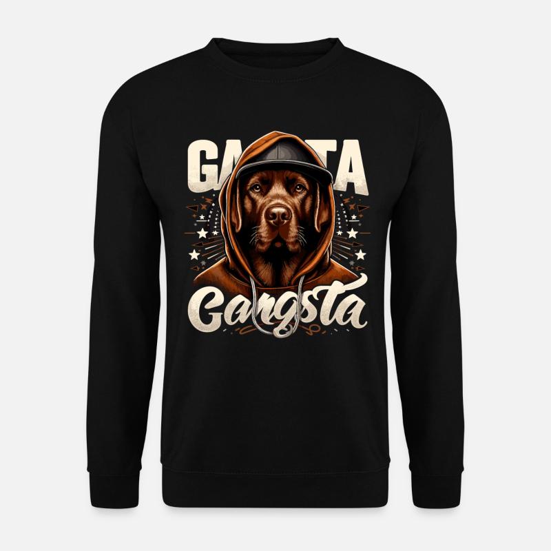 Brauner Labrador Gangster Leben Hund Geschenk - Unisex Pullover - Schwarz