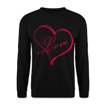 Herz Herzen love - Unisex Pullover - Schwarz - Vorne - Alina (178cm) & Michal (187cm)