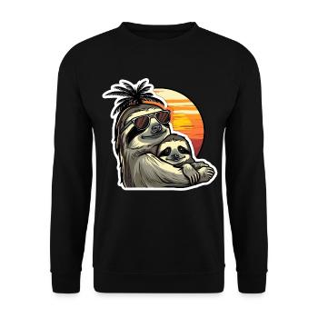 Sloth Dad Son Sloths Fathers Lazy Sleeping - Unisex Sweatshirt - black - Front - Alina (178cm) & Michal (187cm)