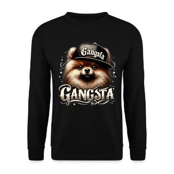 Petit cadeau de chien Spitz Gangsta Gangster - Sweat-shirt Unisexe - noir - Devant - Alina (178cm) & Michal (187cm)