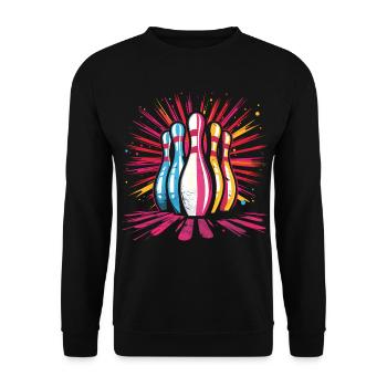 Style de dessin animé de bowling - Sweat-shirt Unisexe - noir - Devant - Alina (178cm) & Michal (187cm)