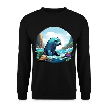 Seal on the coast - Unisex Sweatshirt - black - Front - Alina (178cm) & Michal (187cm)