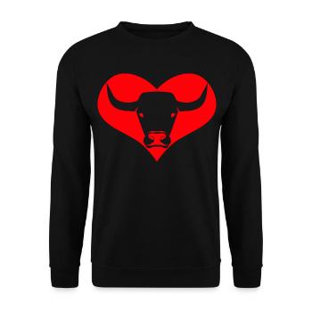 a heart for bulls, cattle, cows - Unisex Sweatshirt - black - Front - Alina (178cm) & Michal (187cm)