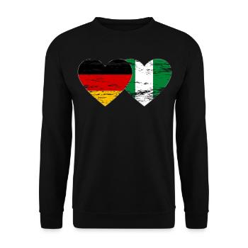 Allemagne Nigeria drapeau coeur utilisé - Sweat-shirt Unisexe - noir - Devant - Alina (178cm) & Michal (187cm)
