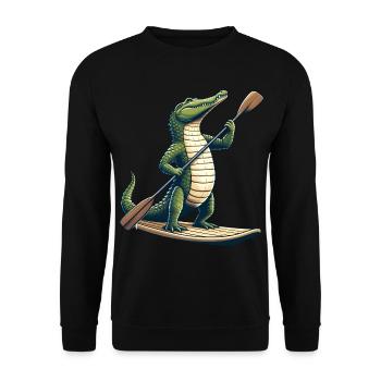 Crocodile on stand-up paddle - Unisex Sweatshirt - black - Front - Alina (178cm) & Michal (187cm)