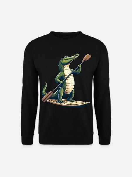Crocodile on stand-up paddle - Unisex Sweatshirt - black