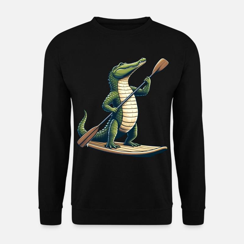 Crocodile on stand-up paddle - Unisex Sweatshirt - black