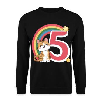 Süße Katze - 5. Geburtstag - 5 Jahre - Unisex Pullover - Schwarz - Vorne - Alina (178cm) & Michal (187cm)